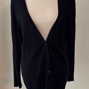 Basic Black Button Open Front Cardigan Sz M/L Brand Unknown Preowned. No Tags